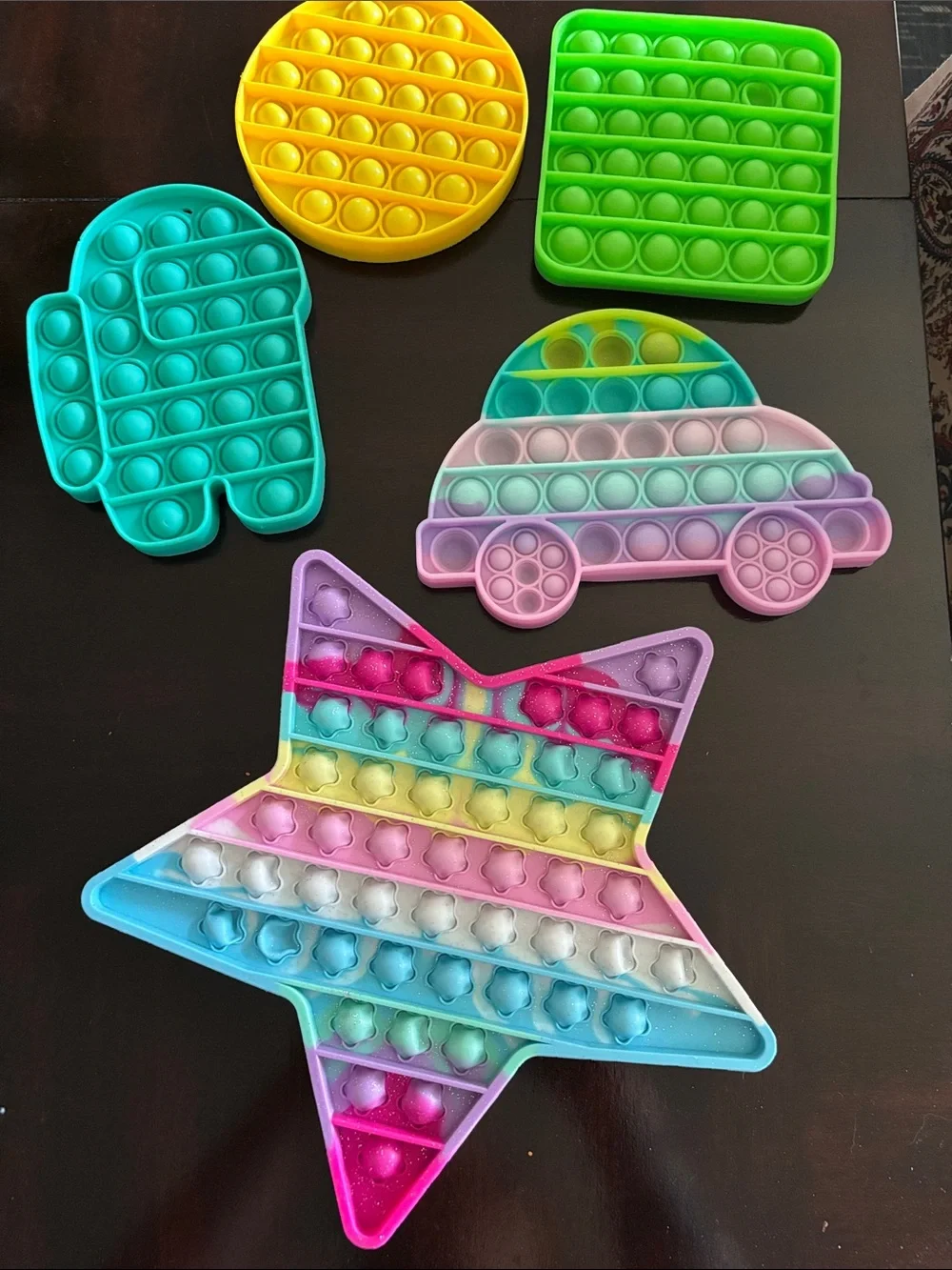 Pastel Rainbow Star Pop-It Fidget Toy for Kids - Multicolor